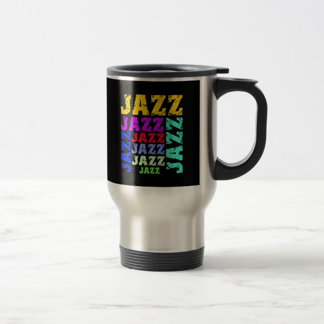 Colourful and cool jazz travel mug (Right)