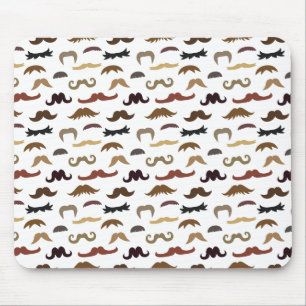 Colourful and Cool Moustaches Pattern Mouse Mat