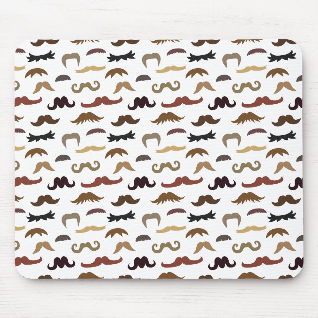 Colourful and Cool Moustaches Pattern Mouse Mat (Front)