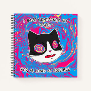 Colourful and Crazy Funny Cat With Text Notebook