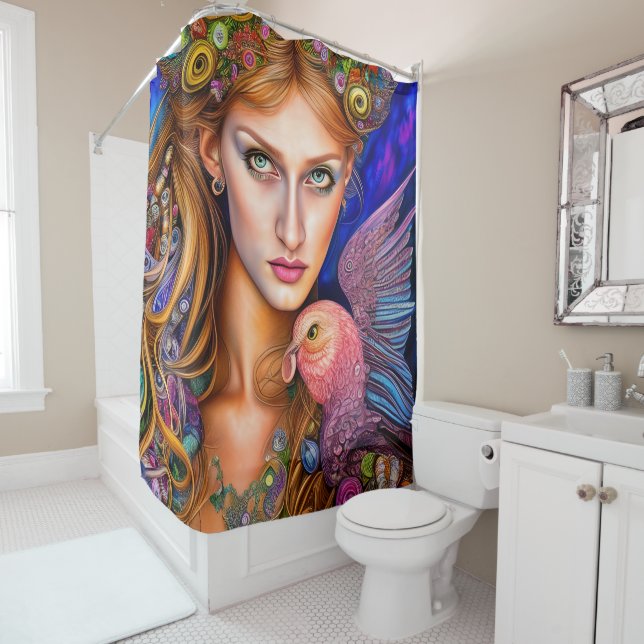 Colourful and Creative Abstract Drag Artwork Desig Shower Curtain (In Situ)