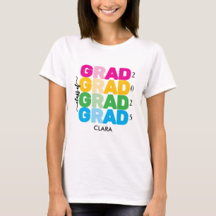 Colourful and customised Name and Year Grad  T-Shirt