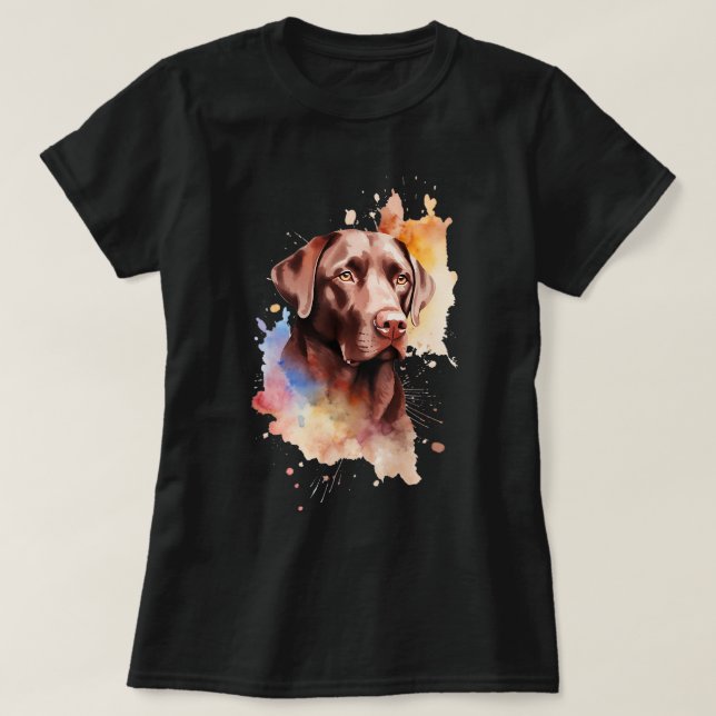 Colourful and Cute Chocolate Labrador Retriever T-Shirt (Design Front)