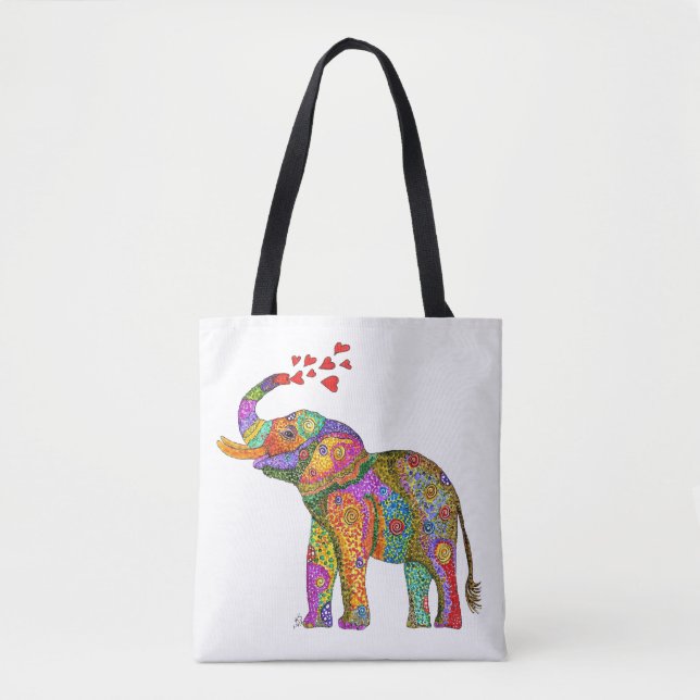 Colourful and Cute Elephant Tote Bag (Front)