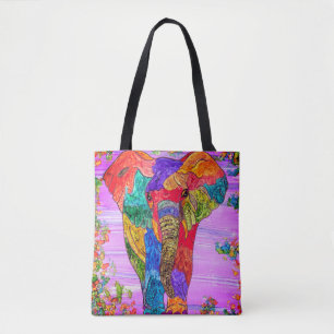 Colourful and Cute Pink Elephant Tote Bag