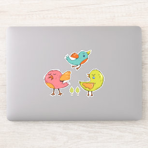 Colourful and Cute Whimsical Birds Trio