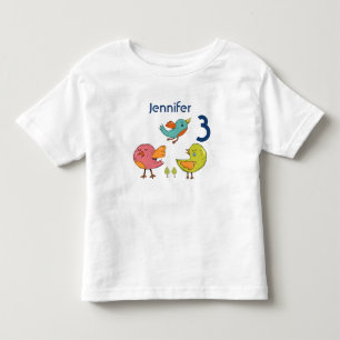 Colourful and Cute Whimsical Birds Trio Birthday Toddler T-Shirt