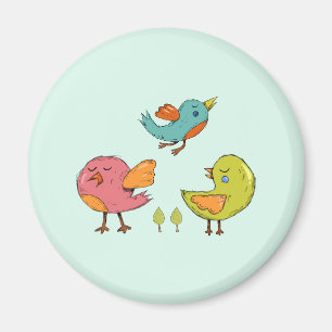 Colourful and Cute Whimsical Birds Trio Magnet