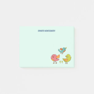 Colourful and Cute Whimsical Birds Trio Post-it Notes