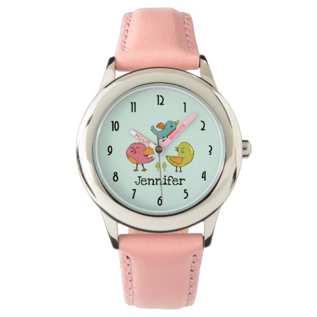 Colourful and Cute Whimsical Birds Trio Watch (Front)
