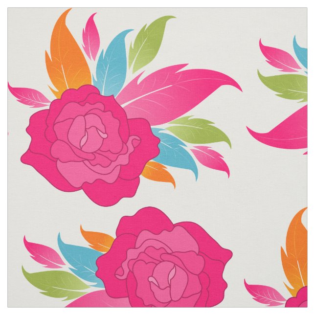 Colourful and Elegant Pink Rose Pattern Fabric (Swatch)