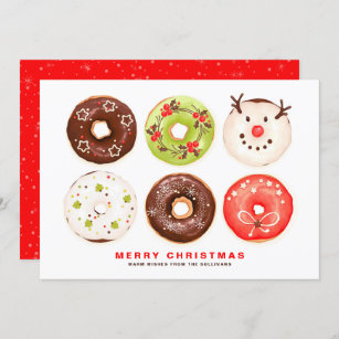 Colourful and Festive Doughnuts Merry Christmas Holiday Card