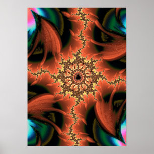 Colourful and Fiery Mandlebrot Fractal Abstract Ar Poster