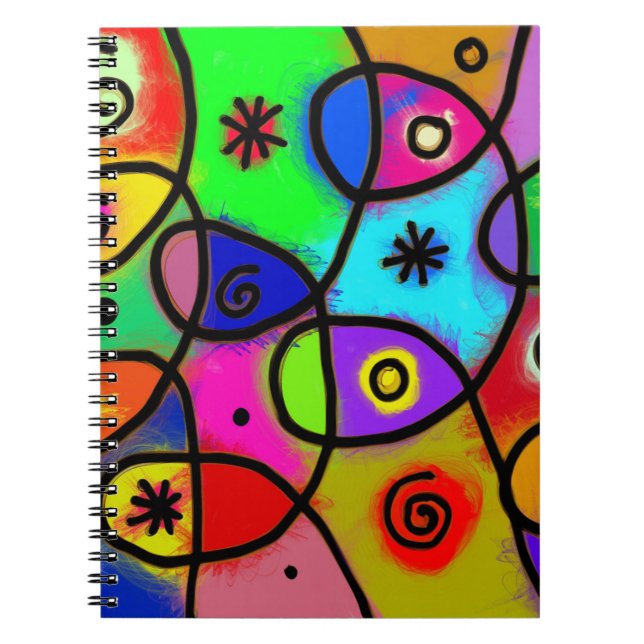 Colourful and fun abstract art on spiral notebook (Front)