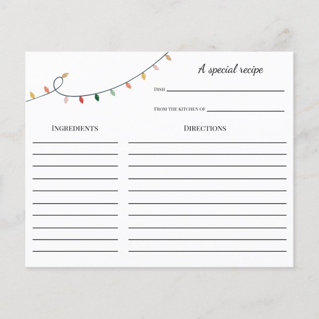 Colourful and Fun Christmas Recipe card (Front)