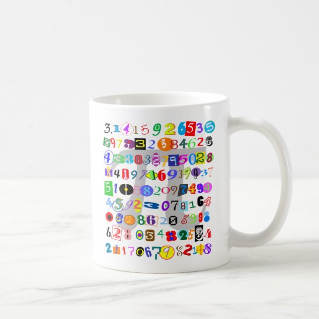Colourful and Fun Depiction of Pi Coffee Mug (Right)