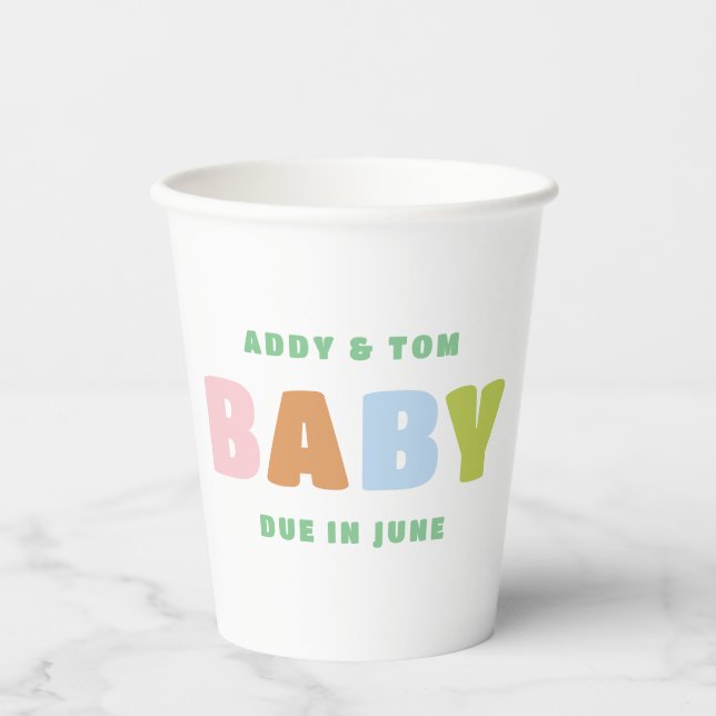 Colourful and Fun Gender Neutral Baby Shower Paper Cups (Front)