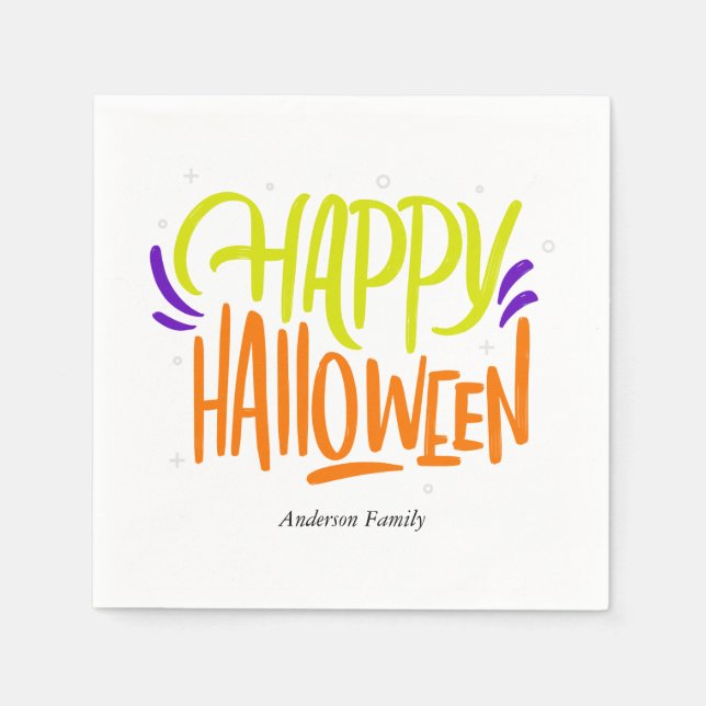 Colourful and Fun "Happy Halloween" Napkin (Front)