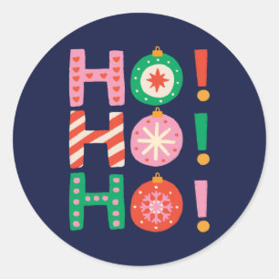Colourful and Fun HO HO HO Navy Blue Christmas Classic Round Sticker