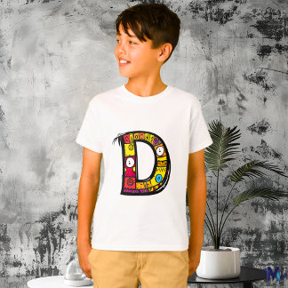 Colourful and Fun Monogram D Tribal and Doodle Sty T-Shirt
