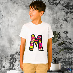 Colourful and Fun Monogram M Tribal and Doodle T-Shirt