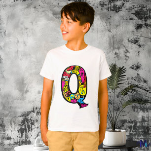 Colourful and Fun Monogram Q Tribal and Doodle odl T-Shirt
