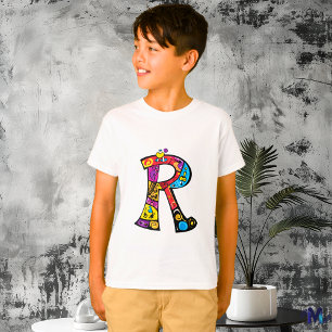 Colourful and Fun Monogram R Tribal and Doodle odl T-Shirt