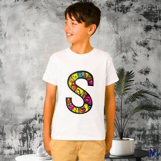 Colourful and Fun Monogram S Tribal and Doodle T-Shirt
