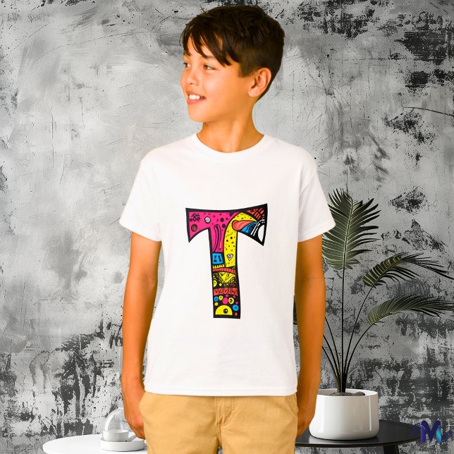 Colourful and Fun Monogram T Tribal and Doodle T-Shirt (Creator Uploaded)