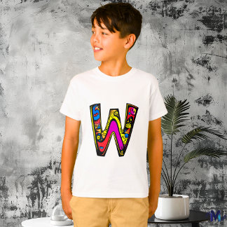 Colourful and Fun Monogram W Tribal and Doodle T-Shirt