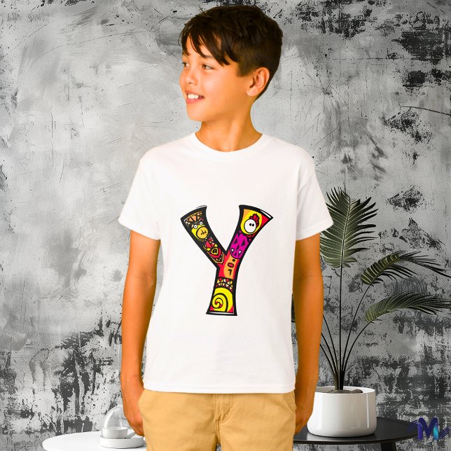 Colourful and Fun Monogram Y Tribal and Doodle T-Shirt (Creator Uploaded)