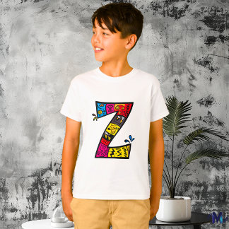 Colourful and Fun Monogram Z Tribal and Doodle T-Shirt