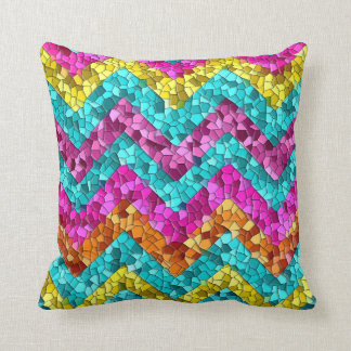 Colourful and Fun Tile Mosaic Chevron Pattern Cushion