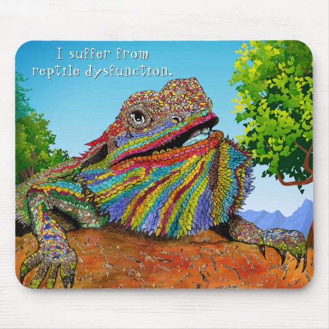 Colourful and Funny Bearded Dragon Mouse Pad (Front)
