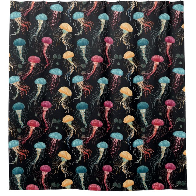 Colourful and Graceful Jellyfish  Shower Curtain (Front)