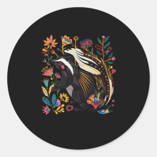 Colourful And Intricate Skunk Illustration With Vi Classic Round Sticker