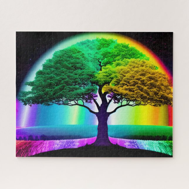 Colourful and Joyful Rainbow Tree of Life Jigsaw Puzzle (Horizontal)