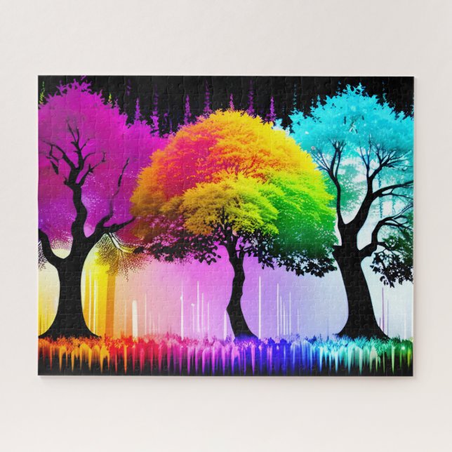 Colourful and Magical Rainbow Forest Trees Jigsaw Puzzle (Horizontal)