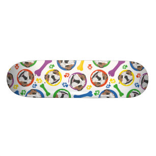 Colourful and playful English Bulldog Skateboard