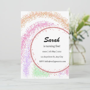 colourful and rainbow  girl birthday invitation