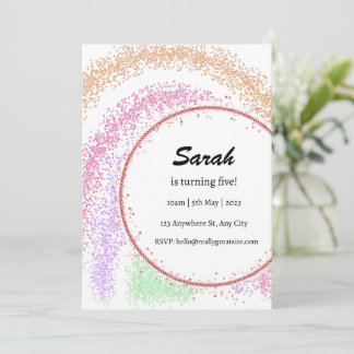colourful and rainbow  girl birthday invitation