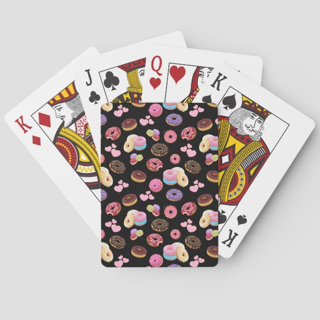 Colourful and Tasty Doughnuts and Hearts Playing Cards (Back)