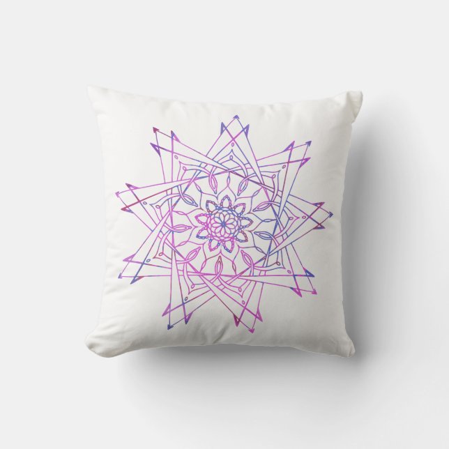 Colourful and Unique Boho Mandala Throw Pillow (Front)
