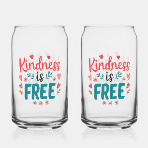 Colourful and Uplifting Kindness Slogan Can Glass