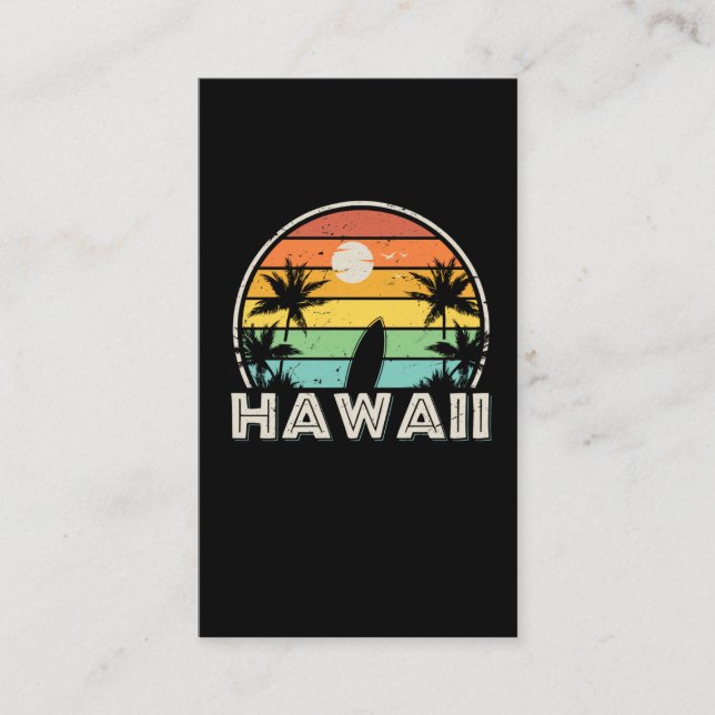 Colourful and Vintage Hawaii Surfing Business Card (Front)