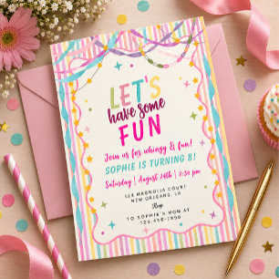 Colourful and whimsical birthday for girl invitation