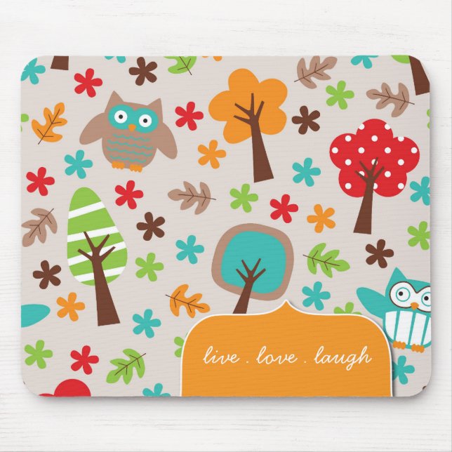 Colourful and Whimsical Owl Mousepad (Front)