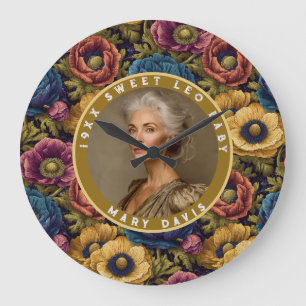 Colourful Anemones Flower Birthday For Wife Large Clock