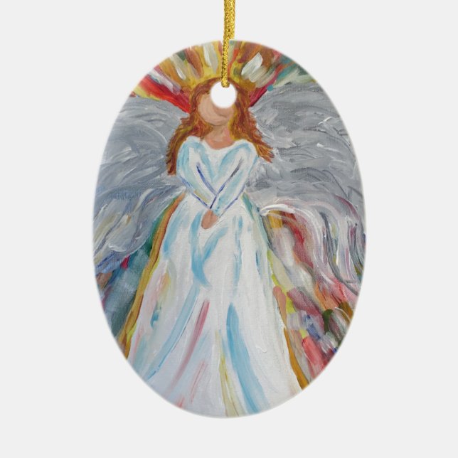 Colourful Angel Ceramic Tree Decoration (Front)