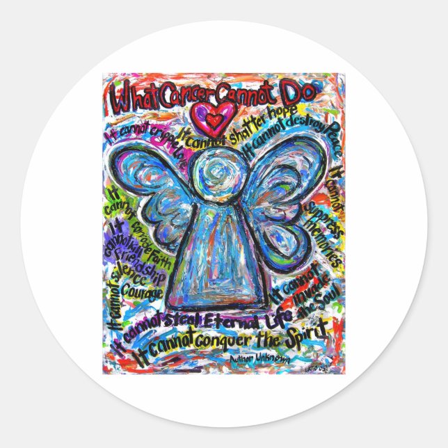 Colourful Angel What Cancer Cannot Do Poem Decal Classic Round Sticker (Front)